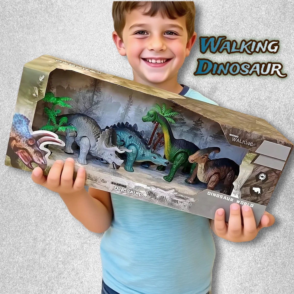 A Gift Set Of Dinosaur Toys, Running Mechanical Animal Toy That Walks Automatically When Wound Up. Birthday Gift For Children. Good Vibrations