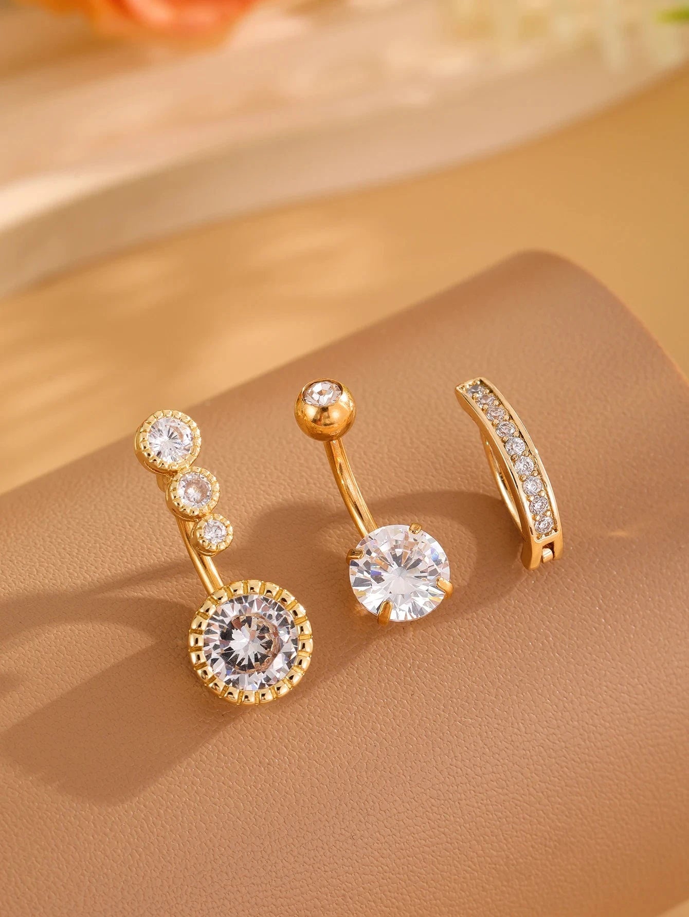 3pcs Gold Color Heart Butterfly Dangled Belly Piercing Sets 14G Stainlees Steel Navel Jewelry for Women Girls Body Belly Rings Good Vibrations Adult Super Store