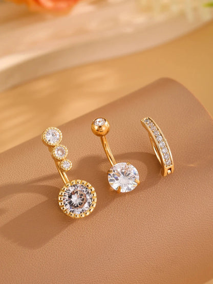 3pcs Gold Color Heart Butterfly Dangled Belly Piercing Sets 14G Stainlees Steel Navel Jewelry for Women Girls Body Belly Rings Good Vibrations Adult Super Store