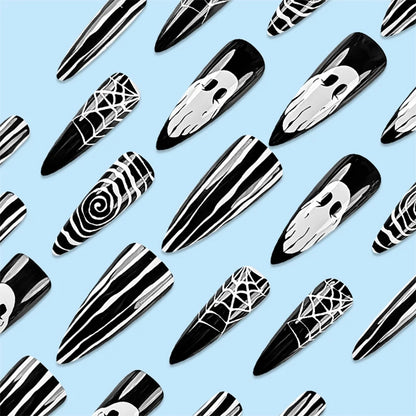 Halloween Acrylic Press On Nails Almond Shape Fake Nails Short Full Cover Glue On Nails Halloween Stick On Nails Cute Ghost Pump Good Vibrations