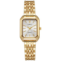 Luxury Ladies Fashion Quartz Watch Simple Scale Square Quality Gold Plated Women Watches Business Stainless Steel Folding Clock Good Vibrations