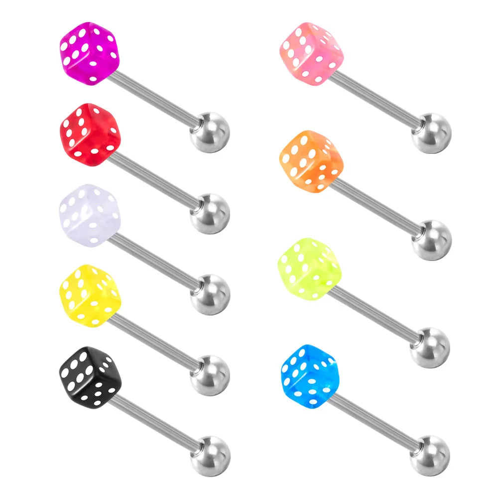 1-10 Pieces Colorful Capsule Tongue Rings Acrylic Pill Tongue Piercing Jewelry Women Surgical Steel Tongue Ring Bars Barbell 14G Good Vibrations