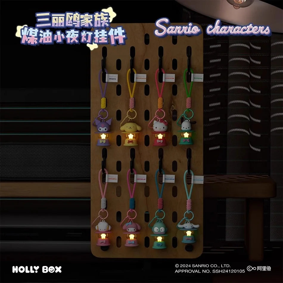 New Sanrio Night Light Pendant Toys Anime Kuromi Pochacco Cinnamoroll Melody Keychain Ornaments For Kids Christmas Present Good Vibrations