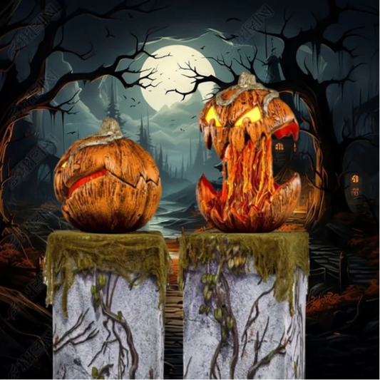 Halloween Pumpkin Decorations Scary Pumpkin Head Patio Garden Yard Decor Outdoor Ornament for Haunted House Horror Party Props Good Vibrations