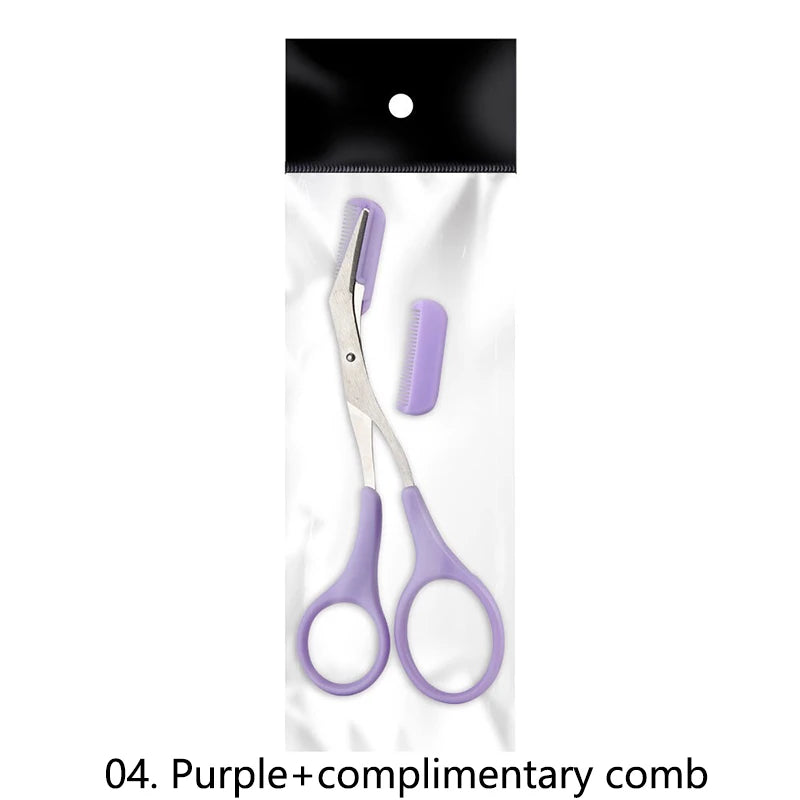 1Pcs Safe Eyebrow Trimmer Stainless Steel Eyebrow Scissors with Comb Hair Removal Shaver Eyebrows Shaping Makeup Tool Good Vibrations