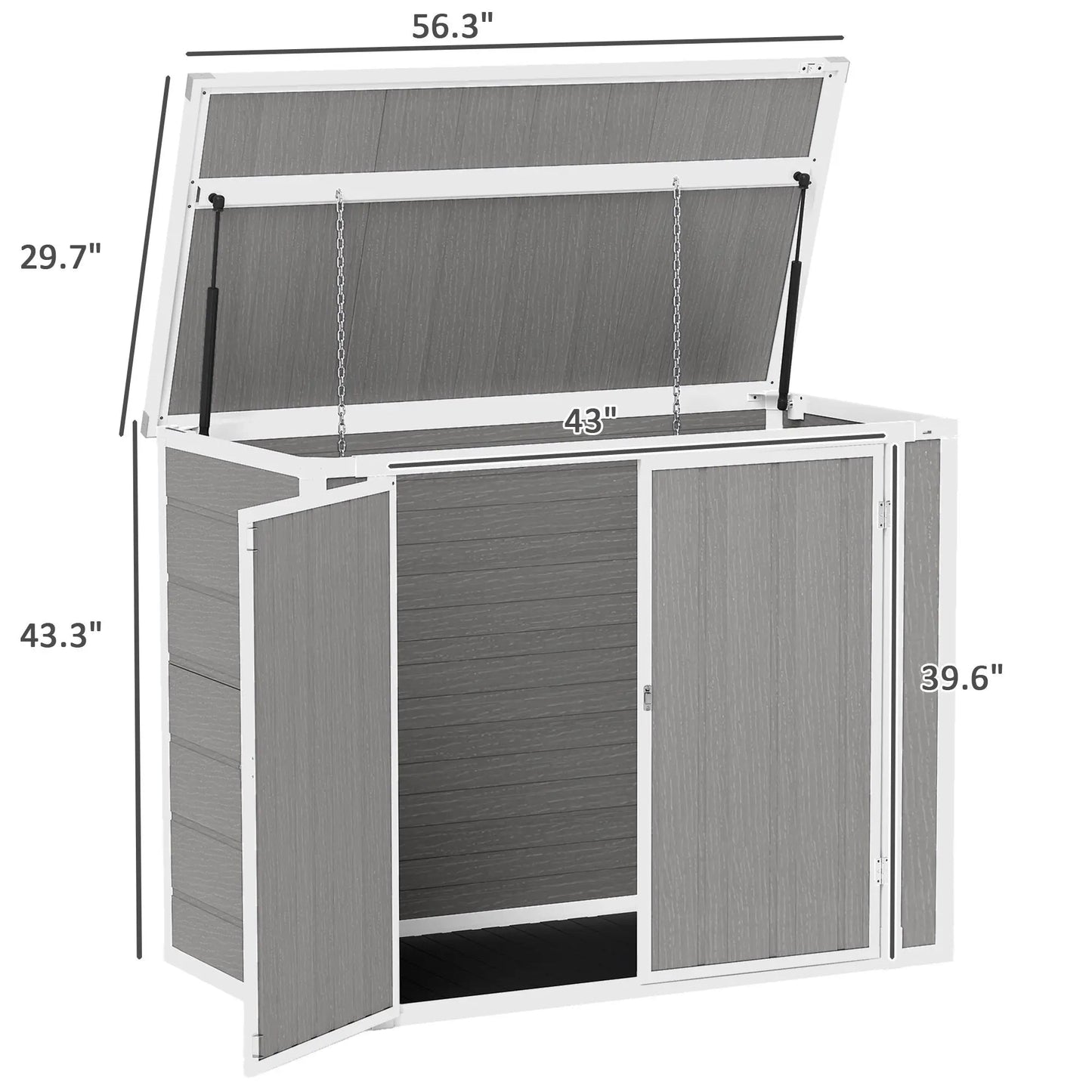 4.7 x 2.5FT Outdoor Horizontal Storage Shed, Lockable Trash Can Storage with Chain Lid, Gray Good Vibrations