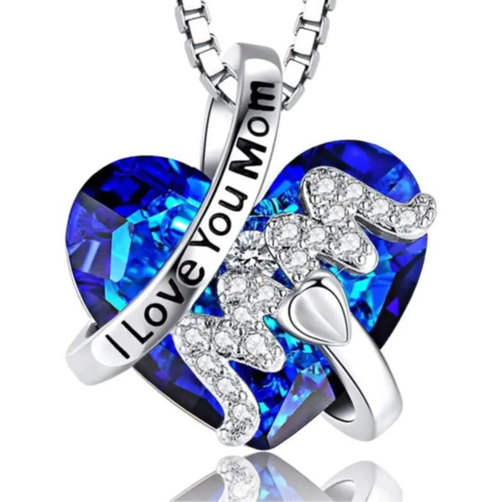 Luxury Fashion Mother's Day Gift Red/Blue Heart Pendant Necklace Mother's Day Necklace Chain Necklace Neck Accessories Good Vibrations Adult Super Store