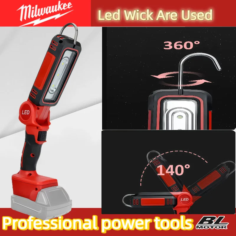 Milwaukee LED Work Light Super Bright 90 DegreeClip on Light Lithium M18 Flood Light Outdoor Lighting Camping Battery 20V Good Vibrations