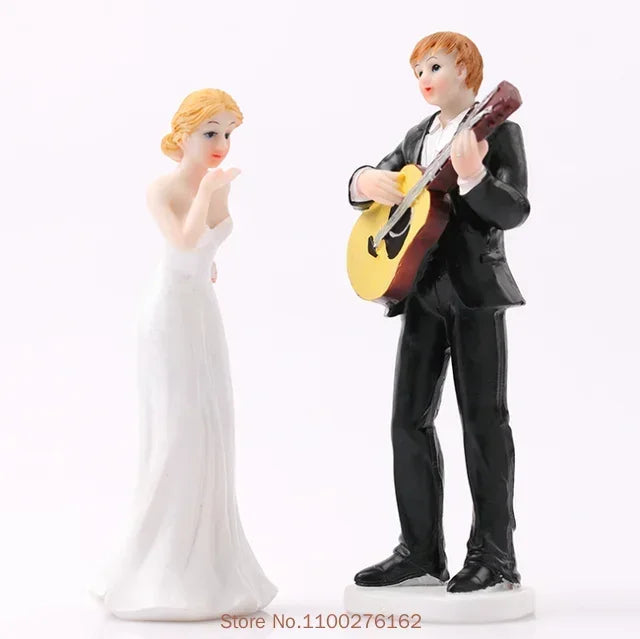 Funny Wedding Cake Toppers Dolls Romantic Bride And Groom Figurines Stand Topper Decoration Supplies Marry Resin Figurine Good Vibrations