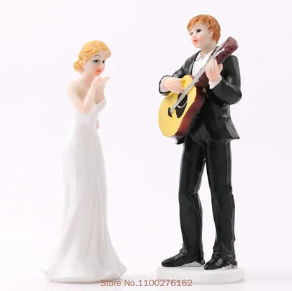 Funny Wedding Cake Toppers Dolls Romantic Bride And Groom Figurines Stand Topper Decoration Supplies Marry Resin Figurine Good Vibrations