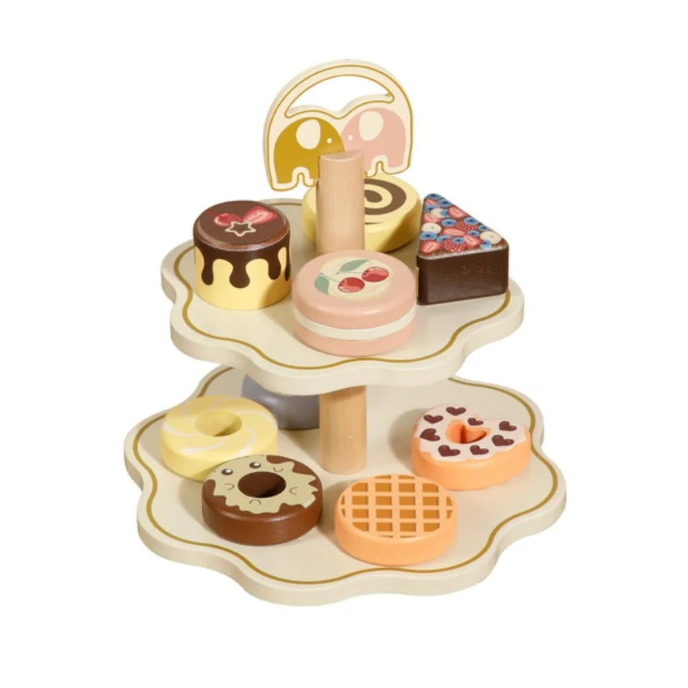 Wooden Afternoon Tea Set Toy Simulation Assembled Tea Set Play Toy Montessori DIY Minature Pretend Play Kitchen Set Kids Gifts Good Vibrations
