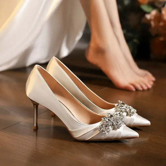 High Heels Pointed Toe Shoes Woman Lace-Up Navy Blue Pumps Sexy Sandals Slip on Shallow Mouth All-Match Footwear Spikes Good Vibrations