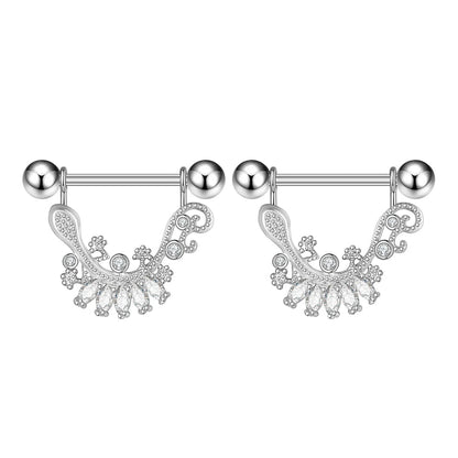 2pcs Both Sides Screwed Heart Nipple Ring for Women Girls 14G Stainless Blue Pink Zircon Sexy Nipple piercing nombril Nipple Bar Good Vibrations