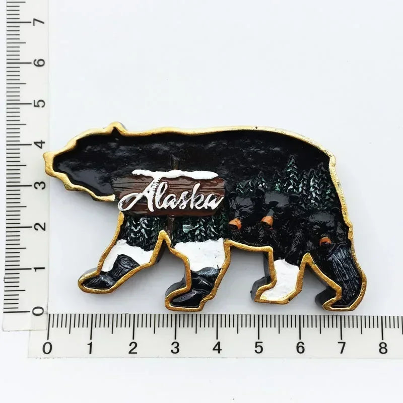 USA Alaska Bear Kawaii Fridge Magnets Tourism Souvenir British Canada Bear Refrigerator Magnetic Stickers Cute Magnet Decor Gift Good Vibrations