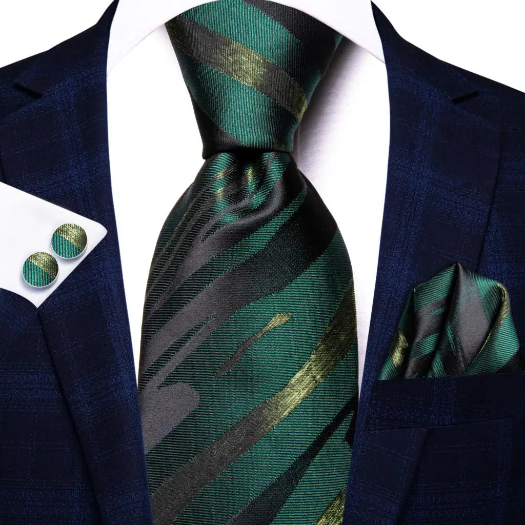 Jacquard Peacock Blue Novelty Design Wedding Tie For Men Hanky Cufflinks Gift Mens Necktie Set Business Party Dropshipping Good Vibrations