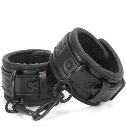 SM Erotic Leather Handcuffs Footcuffs for Bondage and Bdsm Play