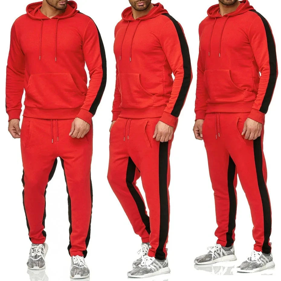 Men's 2 Piece Tracksuit Color Block Sweatsuit Stripes Casual Winter Long Sleeve Warm Moisture Wicking Breathable Sportswear Suit Good Vibrations