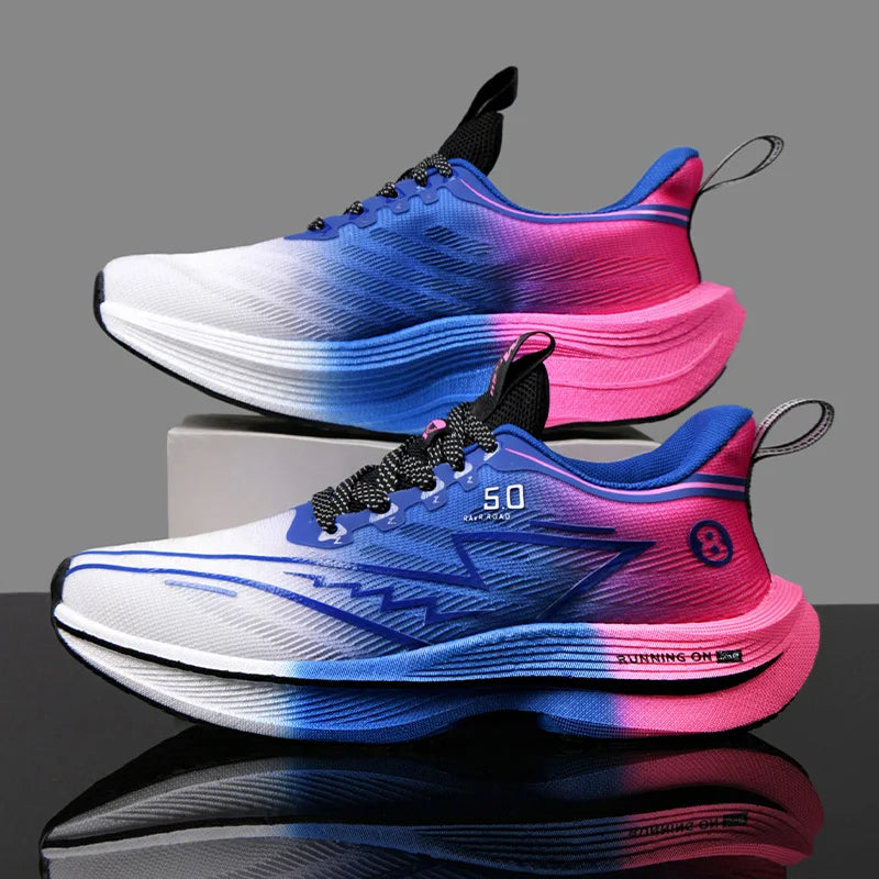 New Men's Carbon Plate Running Shoes Soft Cushion Shock Absorbing Sports Shoes Unisex Sneakers Light Anti-Slip Training Shoes Good Vibrations