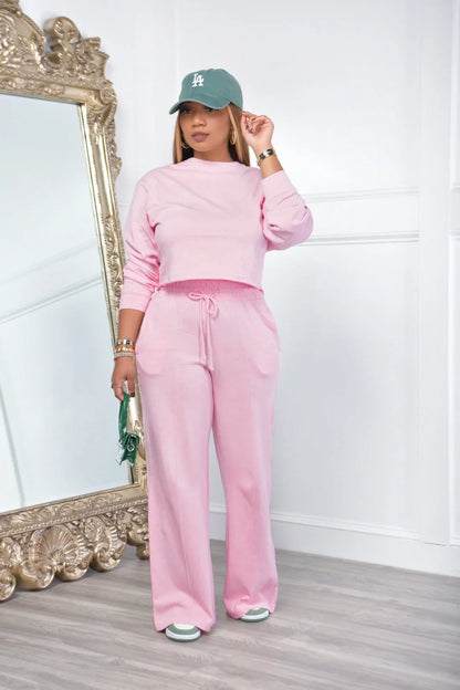 Women Clothing Sets Pullover Top+Pants 2Pcs Suits Winter Thicken Warm Outfits Solid Color Female Casual Tracksuit Good Vibrations