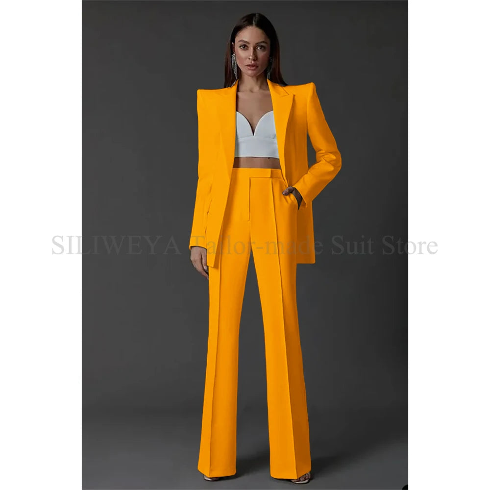 Vintage Women Wedding Suits Set 2 Pcs Blazer+Pants Formal Pantsuit Business Office Slim Fit  Peaky Blinders Takım Elbise Good Vibrations