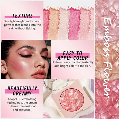 Pearlescent Shimmer Blush Powder, Single-color Blush, Fine Powder, Improves Skin Tone, Blush Without Flying Powder Good Vibrations