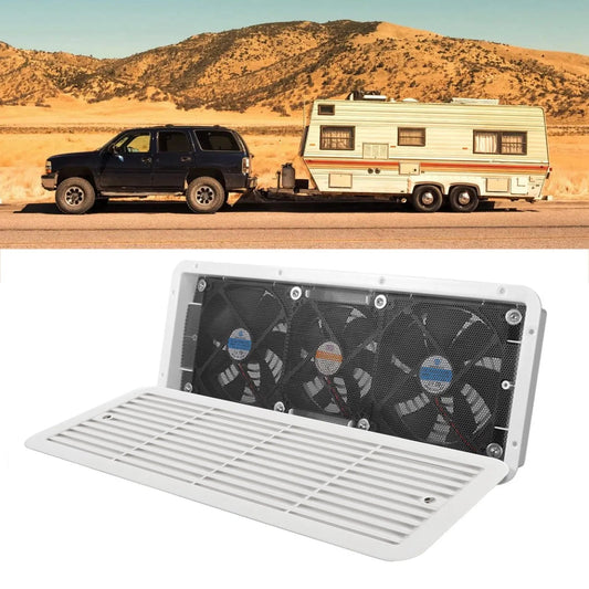 Rv Refrigerator Fan 12V Three Fans Quiet RV Side Vent Fan with Protecting Net for RV Motorhome Yacht Boat Rv Fridge Fan Good Vibrations