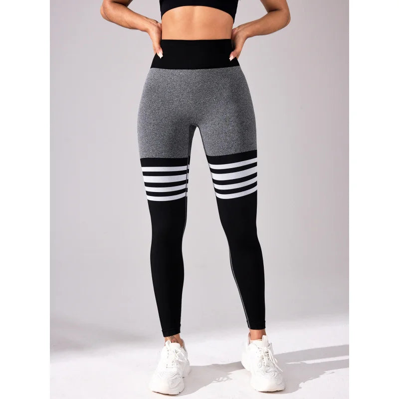 Women V Back Line Leggings Butt Lifting Gym Fitness Athletic Workout Elastic Leggins Outdoor Yoga Pants Sports Training Tights Good Vibrations