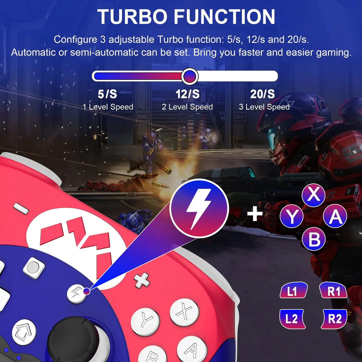 Wireless Switch Pro Controller for Switch 1/Switch 2/Lite/OLED, Bluetooth Control with Turbo/6-axis Gyro/Vibration Good Vibrations