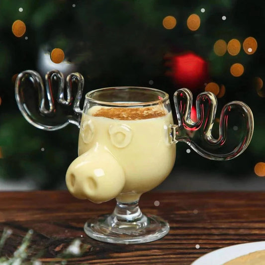 200ml Glass Cup for Tiki Creative Elk Cute Reindeer Mug Wine Beer Water Juice Milk Glasses Drinkware Shot Cups Christmas Gift Good Vibrations