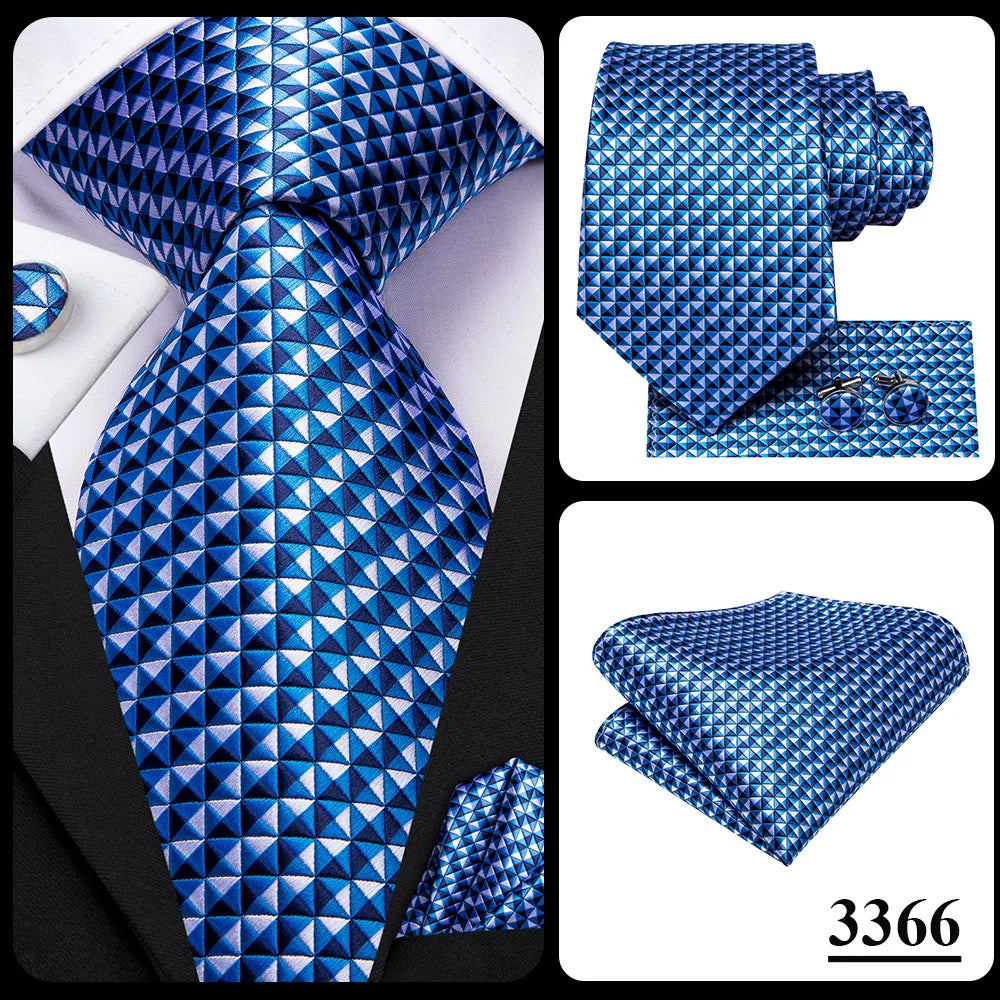 Hi-Tie Blue Business Solid 100% Silk Men's Tie NeckTie 8.5cm Ties for Men Formal Luxury Wedding High Quality Gravata Good Vibrations