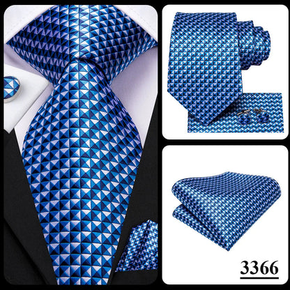 Hi-Tie Blue Business Solid 100% Silk Men's Tie NeckTie 8.5cm Ties for Men Formal Luxury Wedding High Quality Gravata Good Vibrations