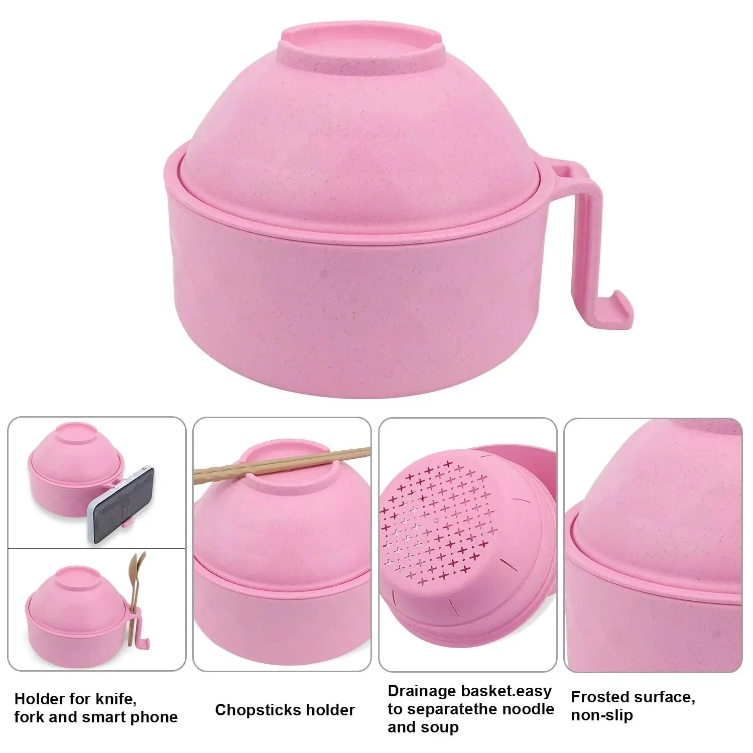 Ramen Cooker, Microwave Ramen Bowl Set with Chopsticks Spoon Ramen Noodle Bowl Instant Cooking for College Dorm Room Essentials Good Vibrations