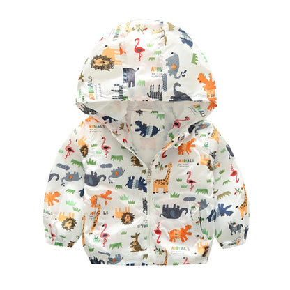 Spring and Autumn New Cartoon Animal Hooded Baby Coat Boys and Girls Long Sleeve Jacket Fashion Children's Clothing Good Vibrations