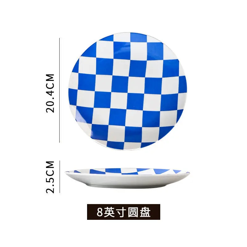 Creative Chess Grid Ceramic Plate Home Dinner Tableware Western Steak Plate Exquisite Bread Dessert Dishes Kitchen Utensils Home Good Vibrations