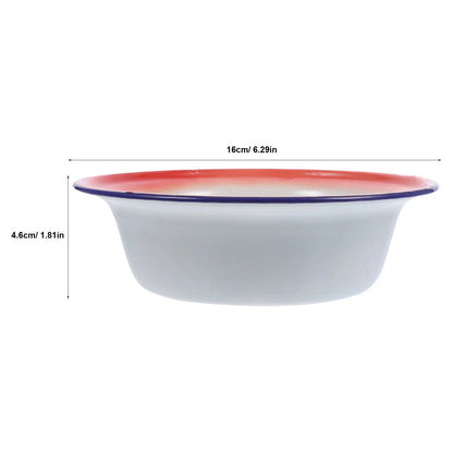 5 Pcs Red Floral Retro Enamel Disc Vintage Dinnerware Sets Enamelware Bowls Metal Plates Kitchen Storage Serving Tableware Good Vibrations