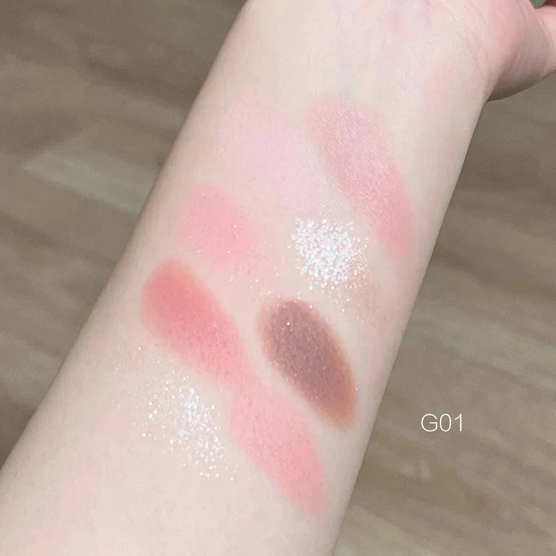 8-color Pearl Glitter Matte Peach Pink Blusher Highlight Eye Shadow All-in-one Plate Korean Makeup Pink Orange Eyeshadow Make Up Good Vibrations