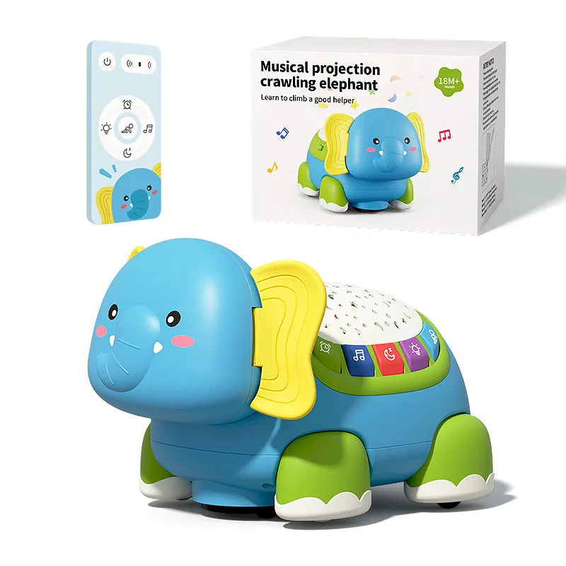 Baby Toys 6-12 Months Musical Crawling Turtle Baby Toys with Light & Sound Remote Crawling Elephant Early Developmental Toys Good Vibrations