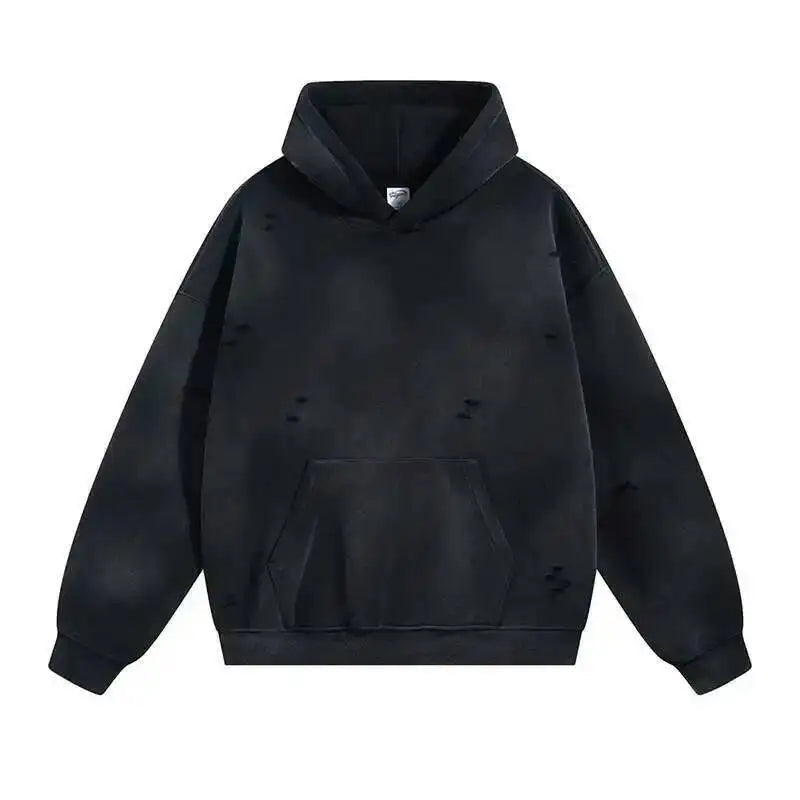 IEFB Spring New Trendy Sets Washed Sweatshirt Sweatpants Splash-ink Spray Dye Velvet Hoodies Autumn Male Wear Menwear 9W125 Good Vibrations