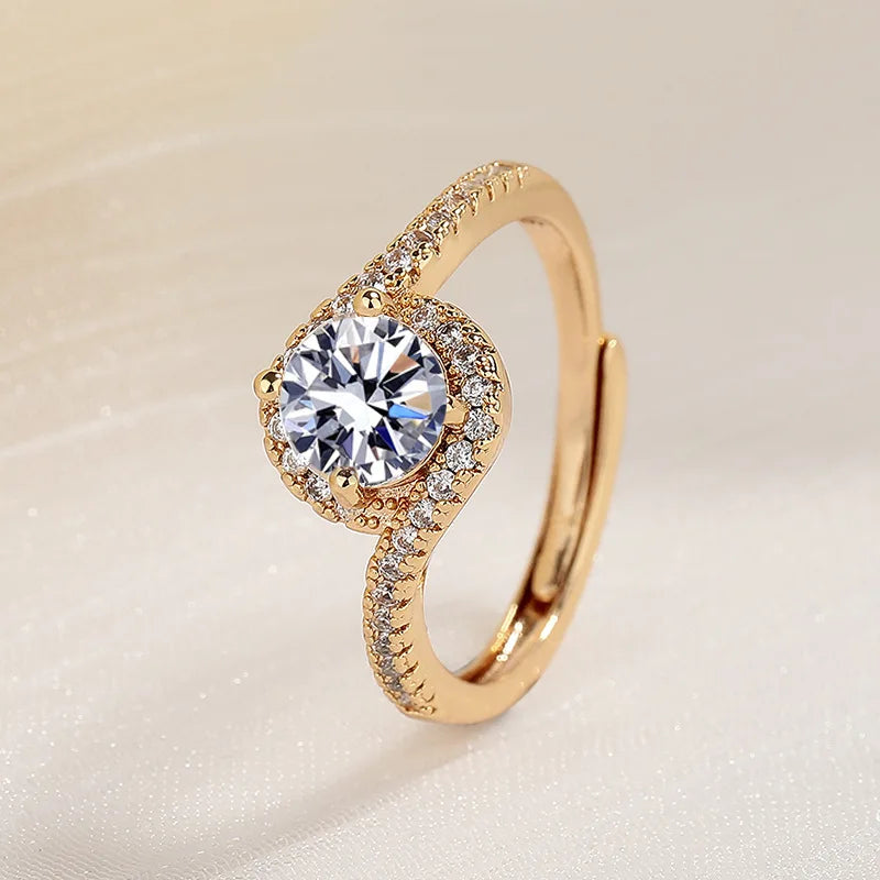 925 Sterling Silver Ring Hot AAA Zircon adjustable Size Engagement Rings For Women Wedding Ring Party Fashion Nice Jewelry Gift Good Vibrations