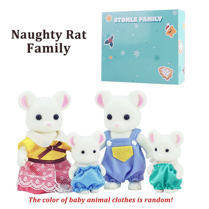 Box Packing Forest Family Reindeer Bunny Panda Animal Simulation Dollhouse Playset Play House Toy Accessories Xmas Gift for kids Good Vibrations