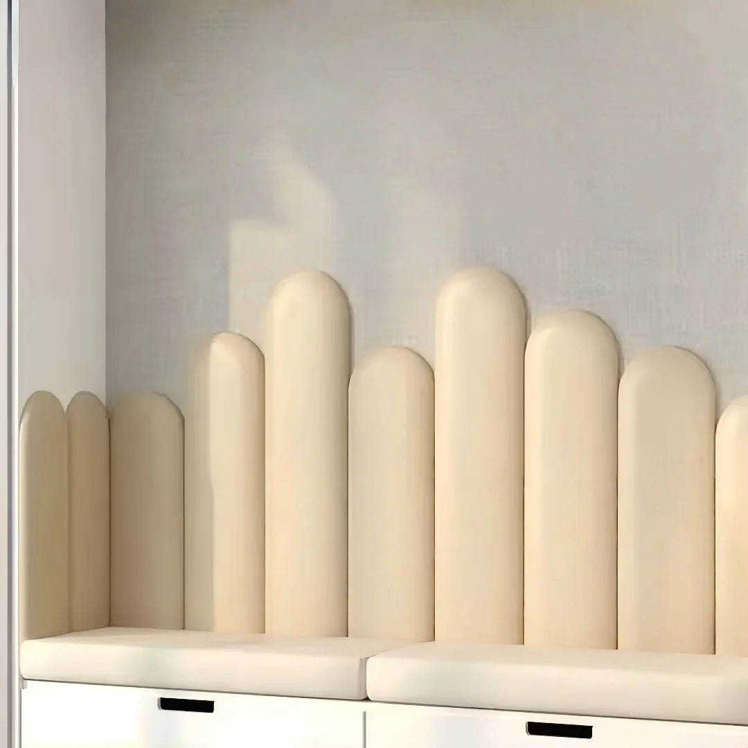 1PC 40x20cm Bed Headboard Bedroom Decor Head Board Wood Wall Panels Home Decoration Tatami Anti-collision Soft Back Wall Mat Good Vibrations