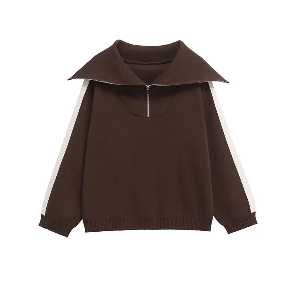 Women's Fashion Two-Piece Set with Side-Stripped Knit Sweater And High-Elastic Waist Straight Pants Female Casual Outfit Good Vibrations