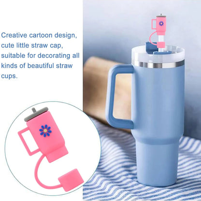 6Pcs Straw Cover Cap for Stanley Cup Straw Topper Compatible for 30&40 Oz Tumbler 10mm Dust-Proof Reusable Cute Straw Tips Lids Good Vibrations