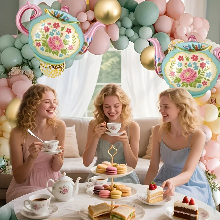 1 Tea Party Teapot Balloon, Party Balloons, Party Decorations, Photo Booth Props, Suitable for Afternoon Tea Themed Events, Birthday Good Vibrations