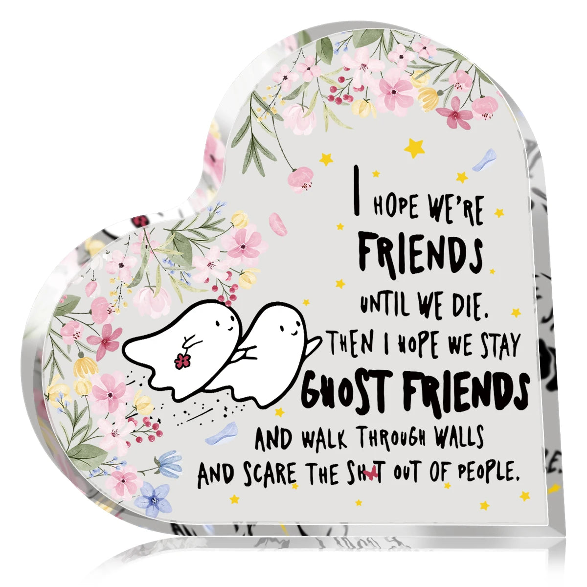 1PC Best Friend Birthday Gifts For Women Bestie Cute Heart Paperweight Keepsake Halloween Gifts Funny Acrylic Plaque for Friends Good Vibrations Adult Super Store