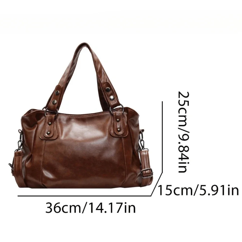 Retro Brand Roomy Shoulder Bag Female Luxury Solid Color Classic Crossbody Bag Large Capacity Style Soft PU Leather Tote Bag Good Vibrations