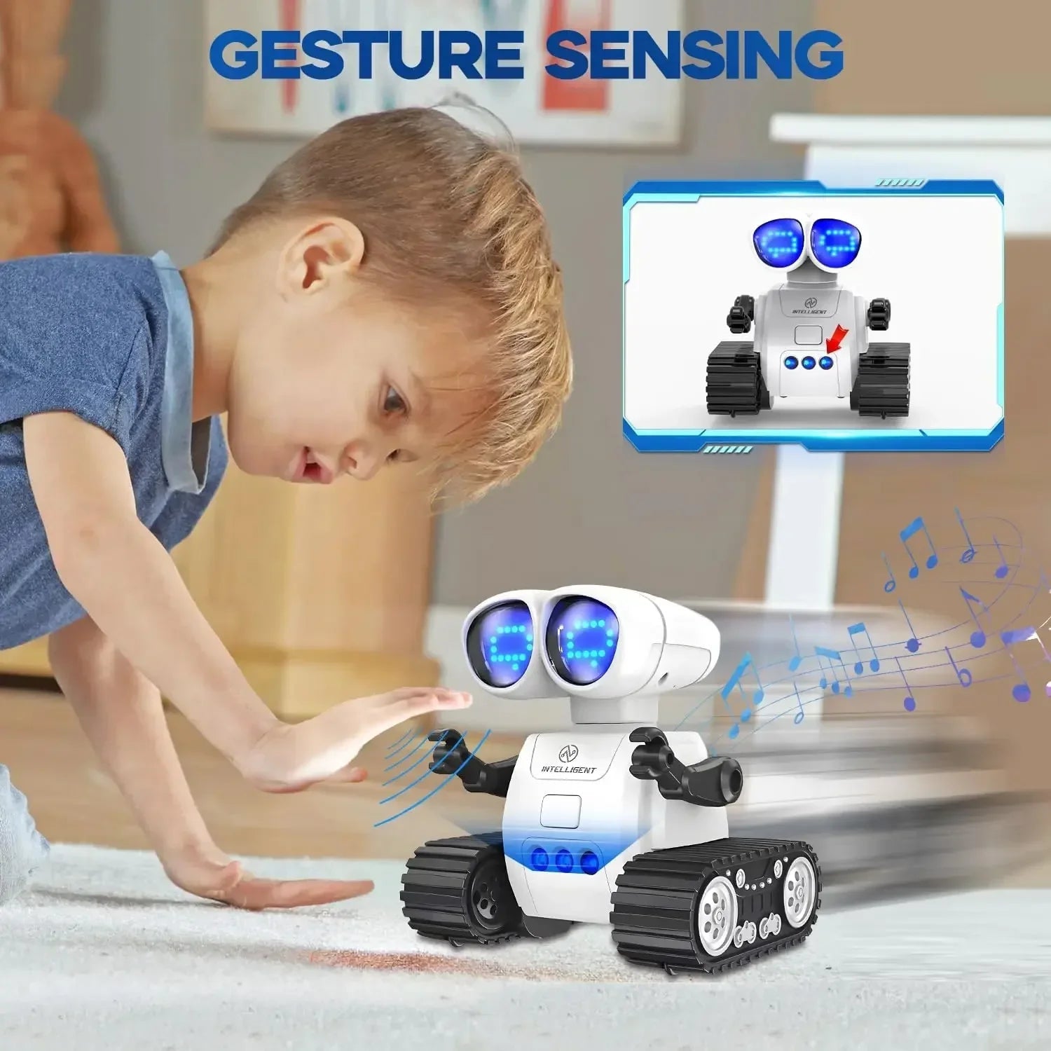 TOY Life Rechargeable RC Robot - LED Eyes Music Walkie Talkie Remote Control Toy for Kids Toddler Gift Good Vibrations