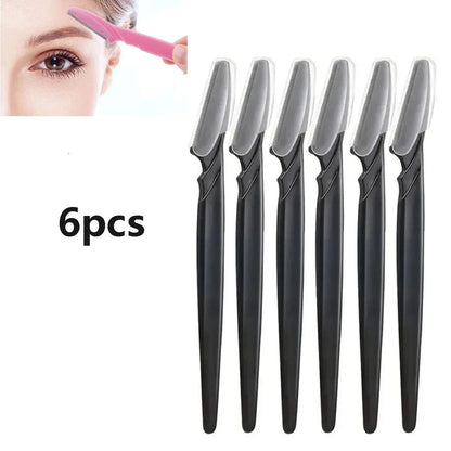 6/12Pcs Mix Color Eyebrow Razor Women Face And Body Safe Trimmer Hair Shaver Eye Brow Remover With Cover Small Makeup Tools Set Good Vibrations