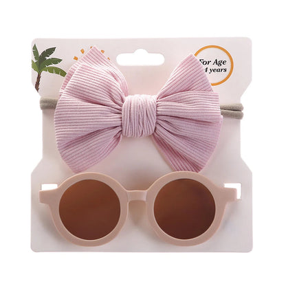 2Pcs/Set Baby Round Sunglasses Children Vintage Sun glasses UV400 Protection Classic Kids Shade Eyewear Summer Hair Accessories Good Vibrations