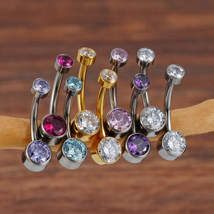 Right Grand ASTM F136 Titanium Belly Button Rings 10mm 12mm with Round CZ Internally Threaded Navel Rings Belly Bars Good Vibrations